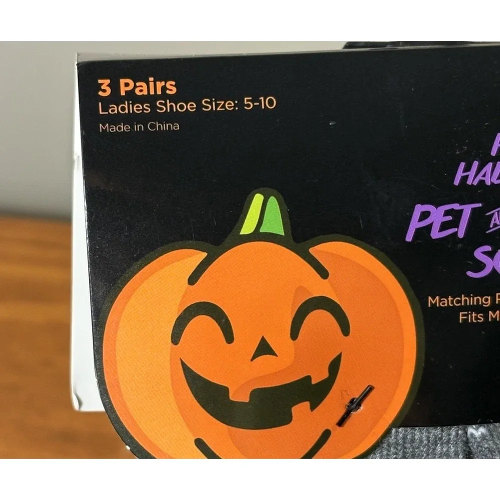 Halloween Matching Pet Owner Socks 3 Pairs Women 5-10 Small Dog Gina Group NIP